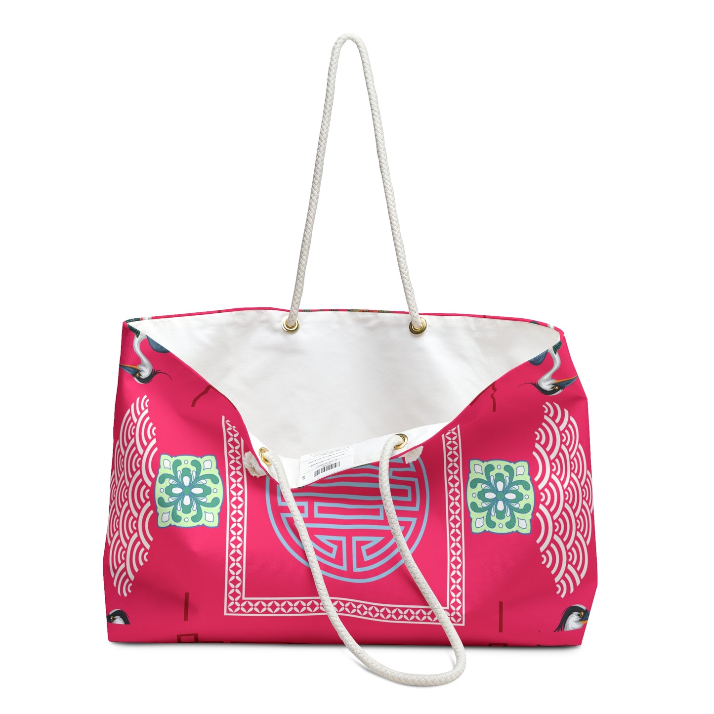 Chinoiserie Cranes Mahjong Weekender Bag - Mahjong Tile Girls Weekend Gift, Floral Pattern Antique Shop Traditional Travel Tote