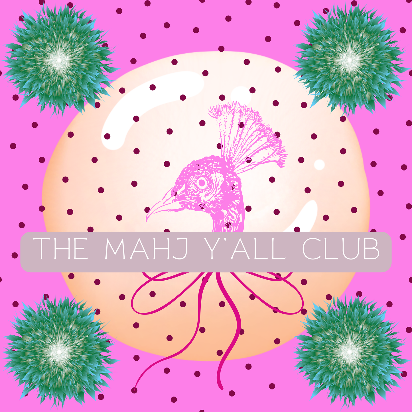 Trendy Mahjong Mat with Peacock Coquette Chinoiserie– Bright, Bold, and Fun Design