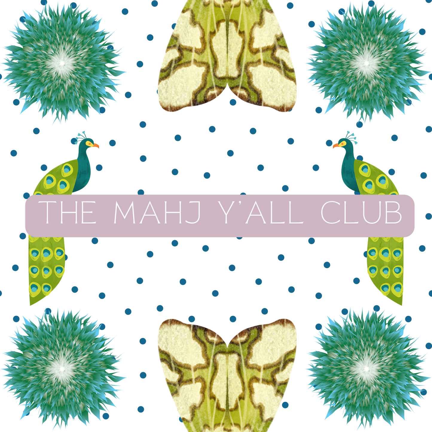 Trendy Mahjong Mat with Chinoiserie design Bright, Bold, and Fun Design