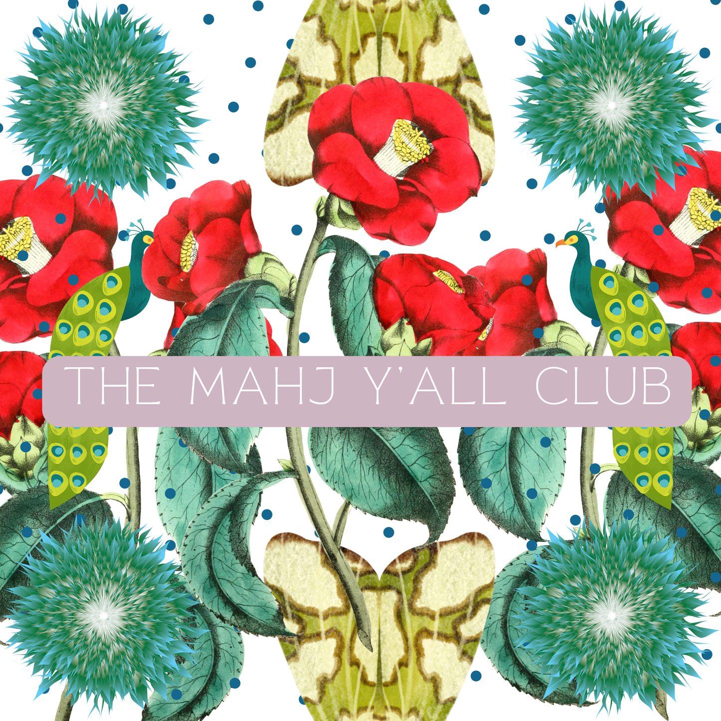 Trendy Mahjong Mat with Chinoiserie Flowers Butterflies – Bright, Bold, and Fun Design