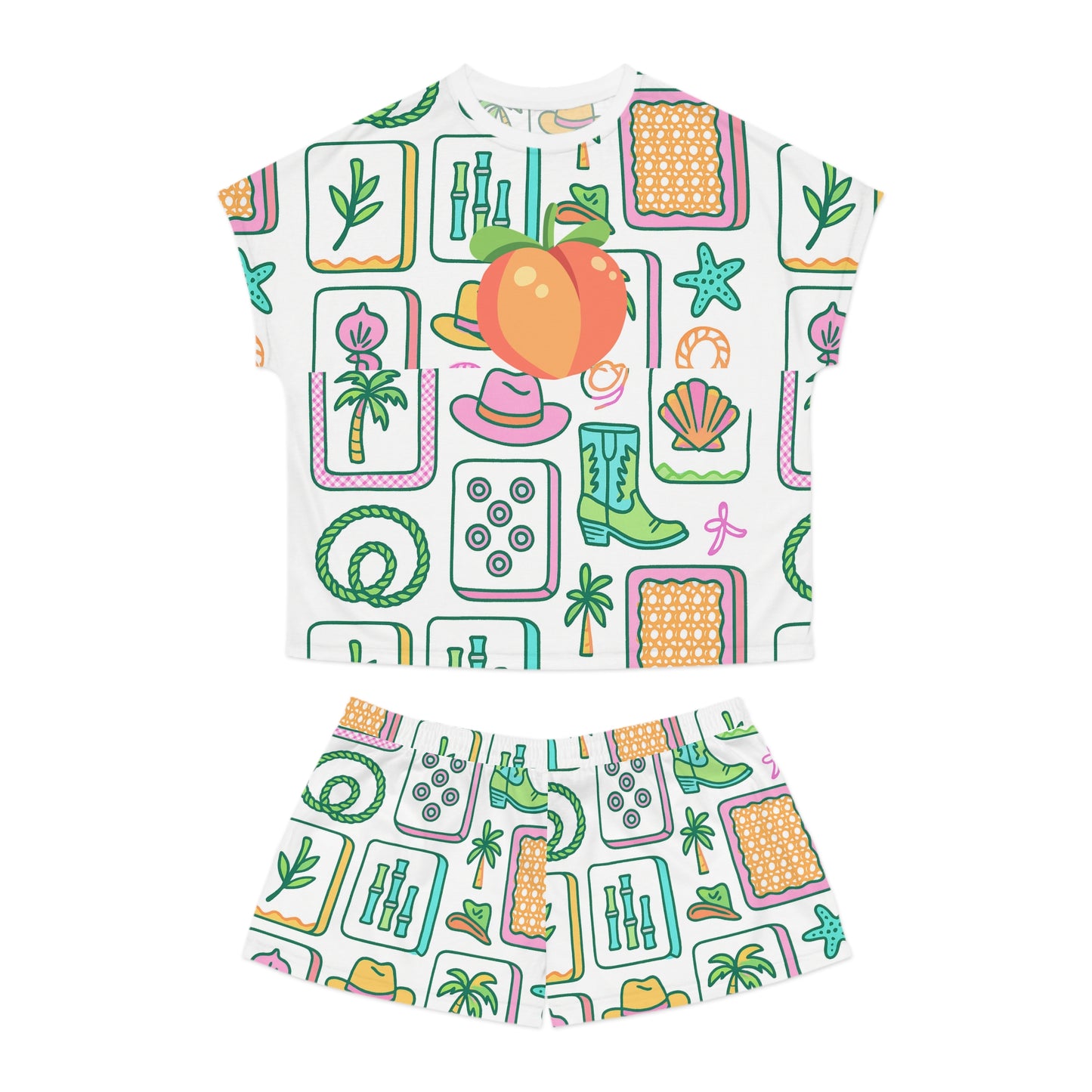Pajama Set, Coastal Cowgirl Mahjong PEACHY Women's PJ Gift, Girls Weekend Outfit, Sorority Sleepwear, High Demand Style