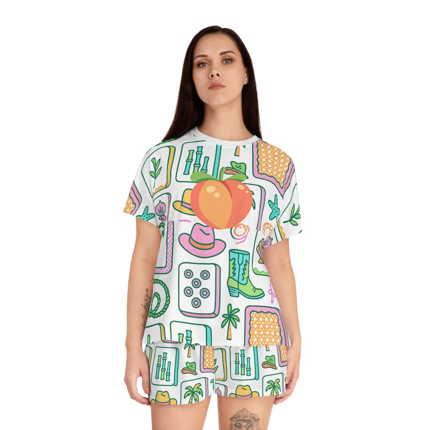 Pajama Set, Coastal Cowgirl Mahjong PEACHY Women's PJ Gift, Girls Weekend Outfit, Sorority Sleepwear, High Demand Style