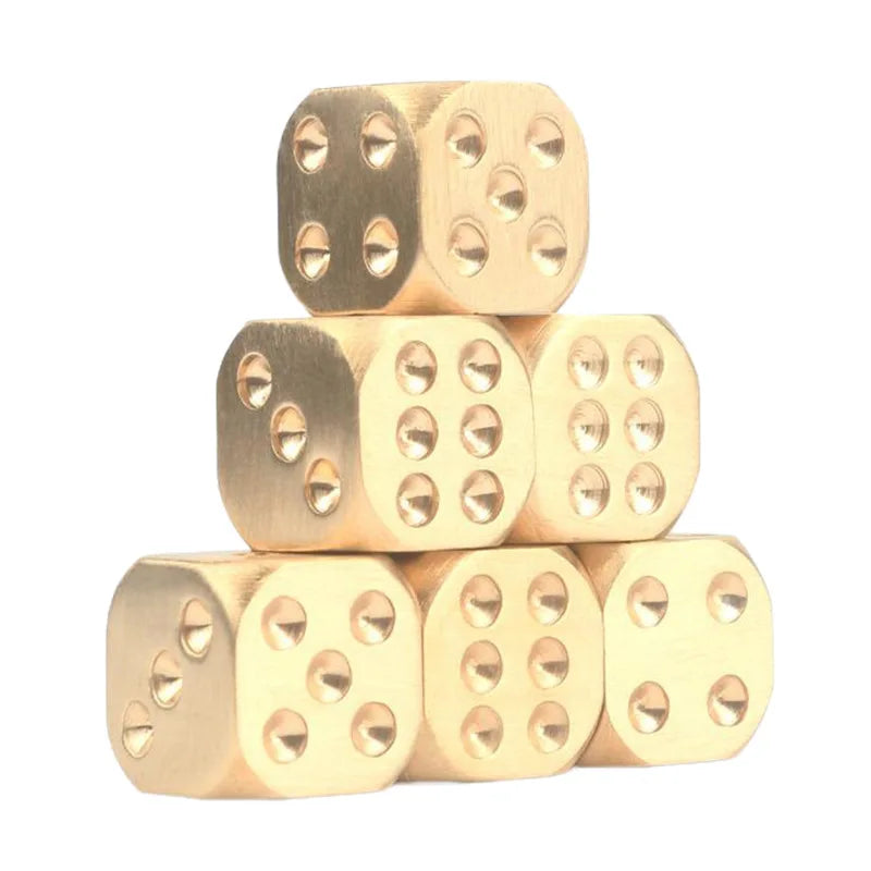 Brass Dice Pure Copper Metal Solid Dice Hand-polished Bar Supplies Creative Mahjong Sieve Entertainment Gambling Dice